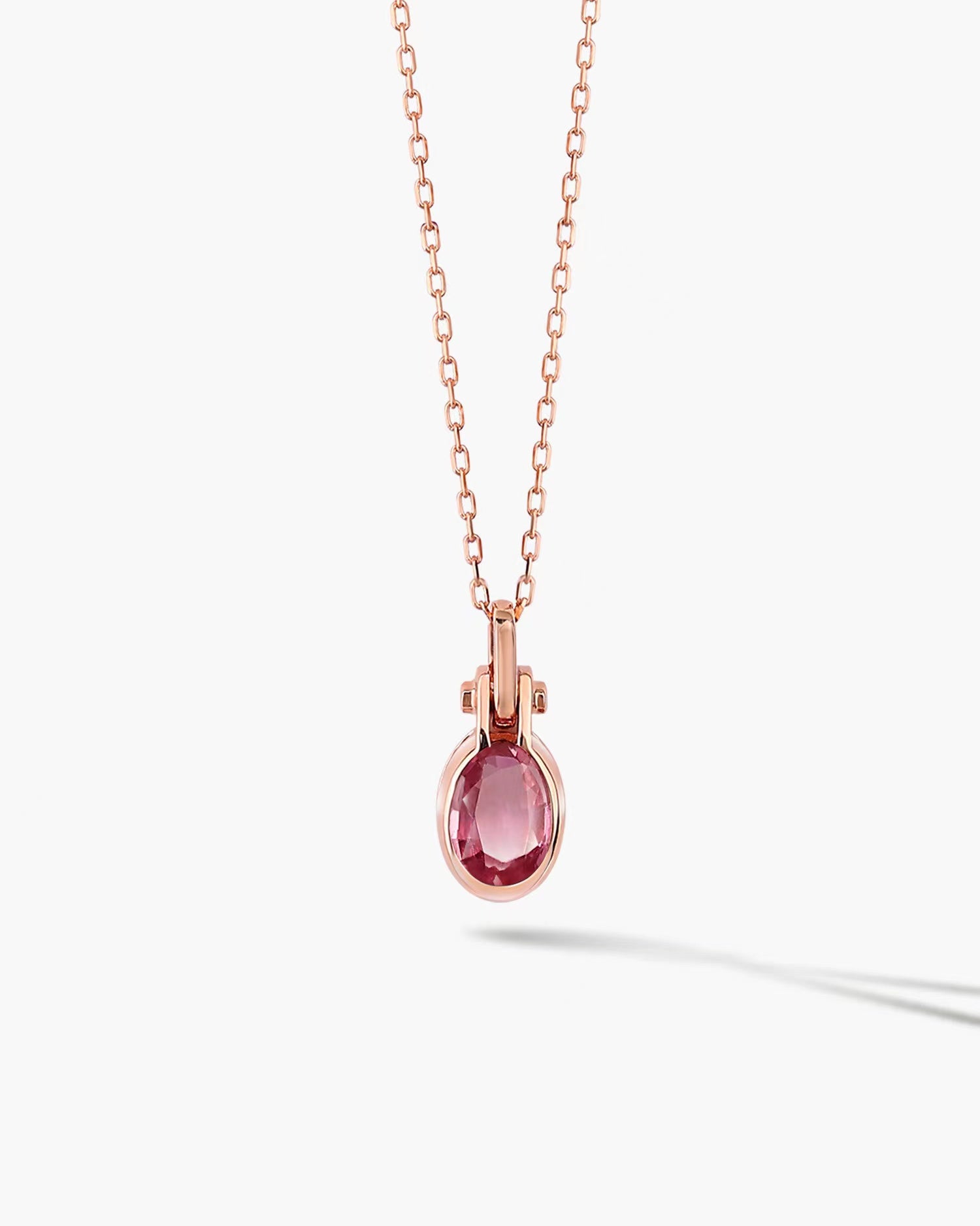 Rose Gold Pink Sapphire and Diamond Necklace